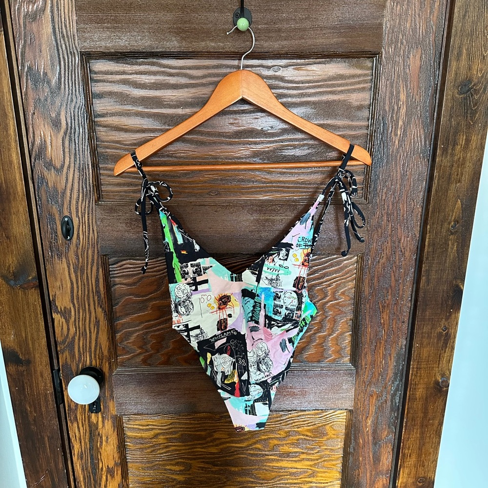 Reversible Basquiat print Billabong one piece bathing suit